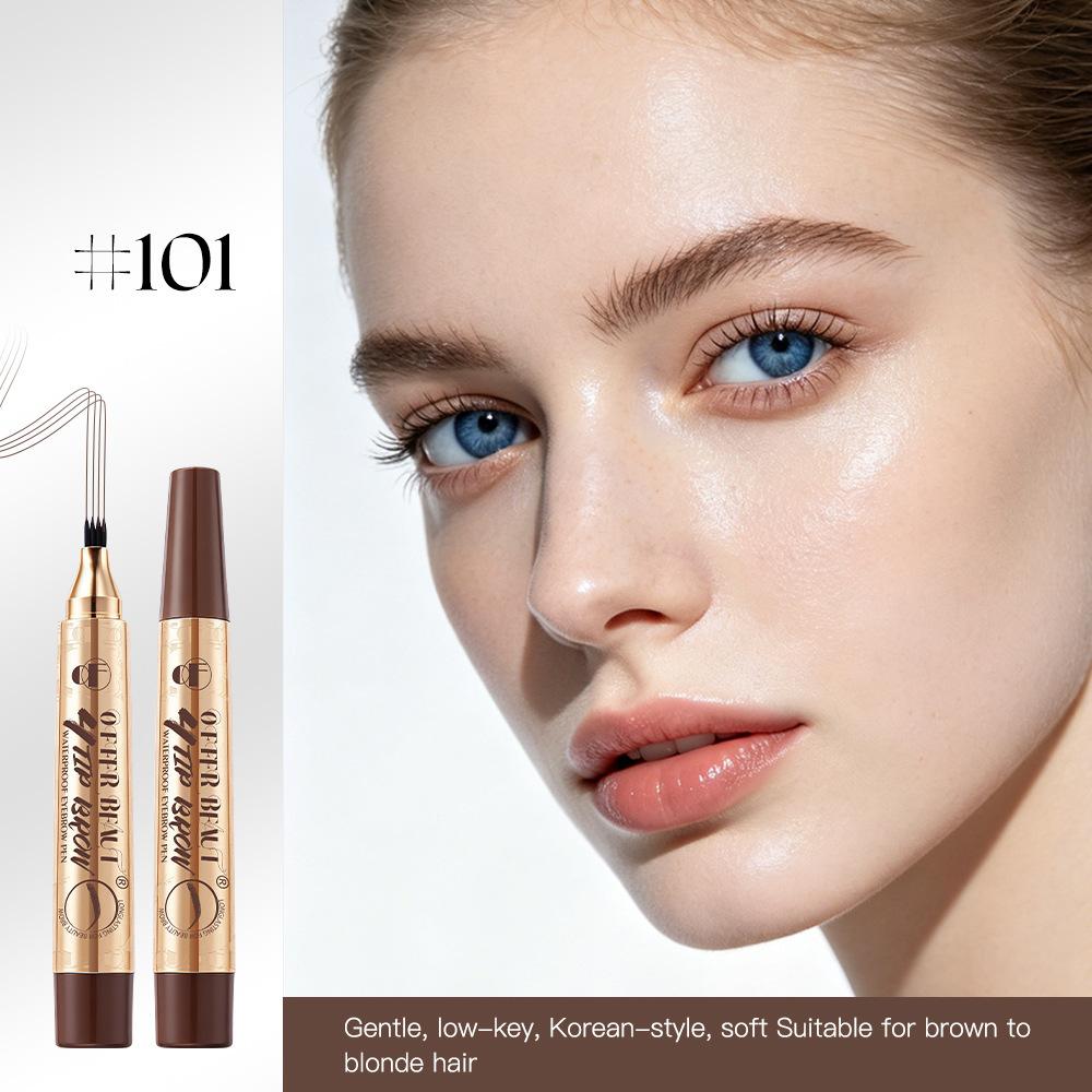 Makeup black technology has distinct roots and long-lasting styling, natural waterproof, wild water-based 4-fork eyebrow pencil