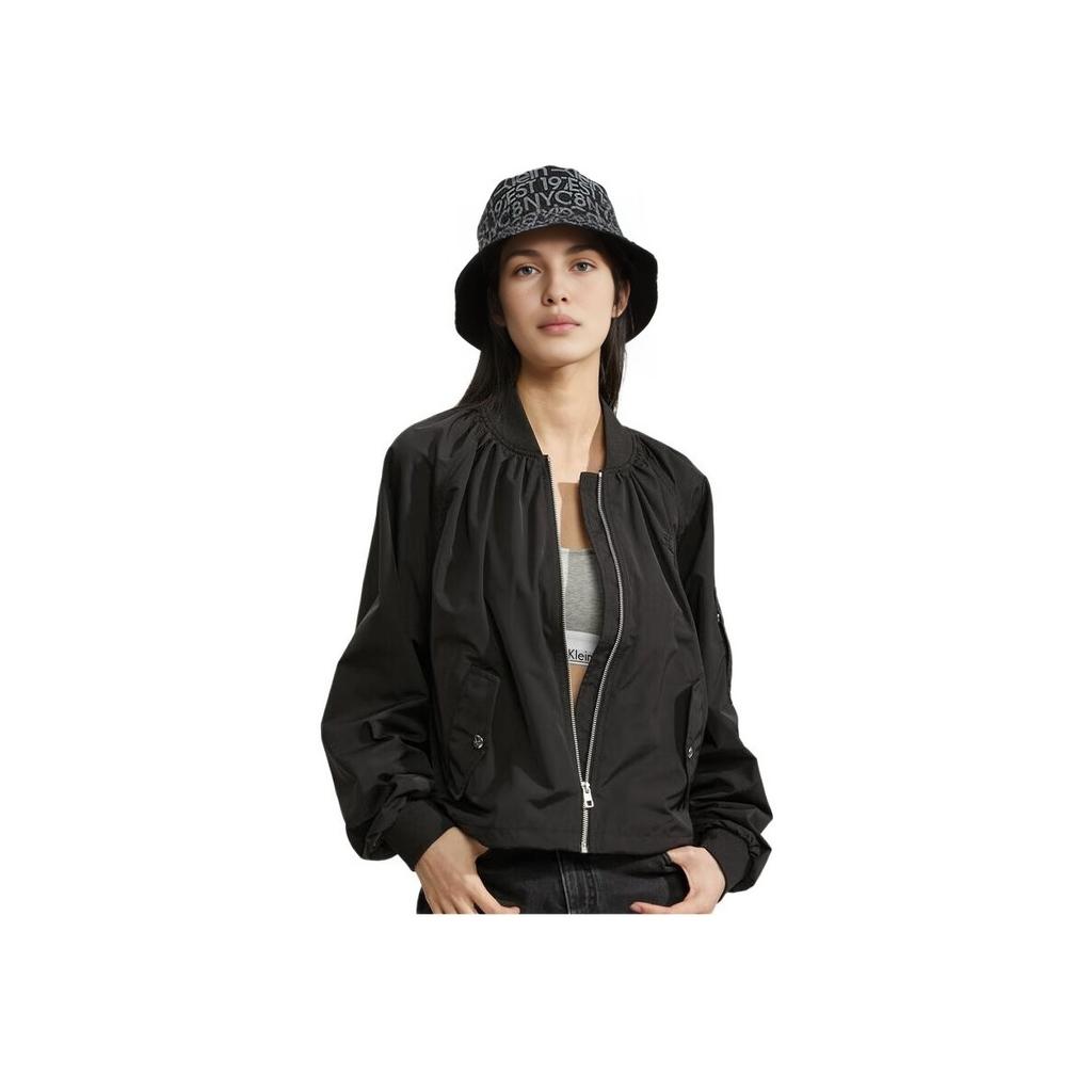 Calvin Klein Solid Color Embossed Logo Print Spring Autumn Jacket Women jackets Black J221118-BEH