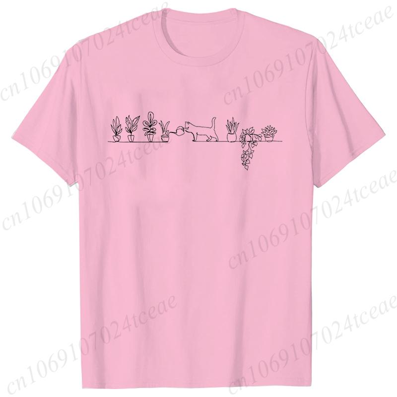 Cat Watering Plants Shirts Plant Lady Gardening T-shirt Succulents and Cat T-shirt Cats and Plants Clothes for Women Tee T Shirt