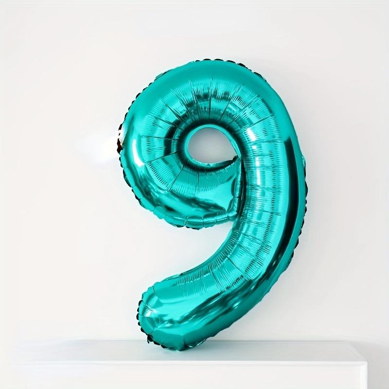 

32-дюймова цифрова повітряна куля з м’ятно-блакитної алюмінієвої фольги, 1 шматок, підходить для оформлення тла на день народження, весілля, ювілей та день святого Валентина 32 Mint Blue Number 9