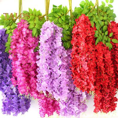 12 Pcs Artificial Wisteria Flowers UV Resistant Faux Wisteria Flowers Hanging Fake Flowers Vine for Patio Party Backdrop Home Indoor Decorations
