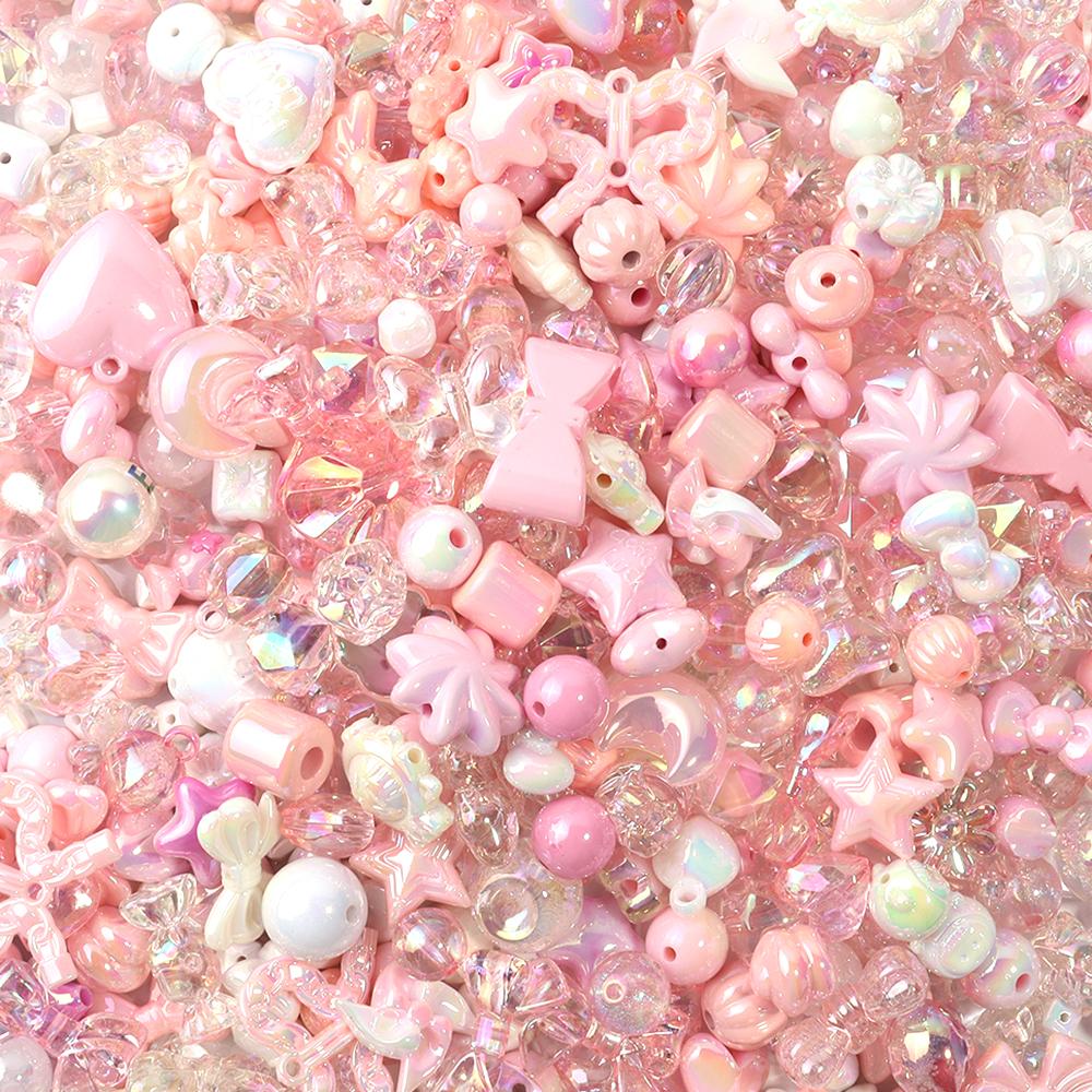 45g/Bag Mixed Shape Acrylic Beads Same Color Series UV Color Plated Loose Bead for Handmade Bracelets Necklace Key Phone Lanyard