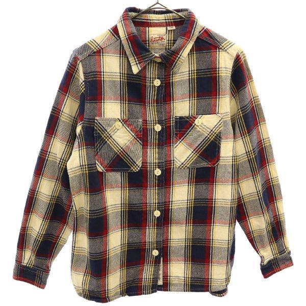 

HOUSTON Check Pattern Long sleeve shirt FREE White x Navy Women Used