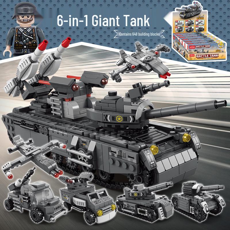 Lele Brothers Educational Building Blocks - Airplane, Tank, & Missile Model Toys for Kids Box