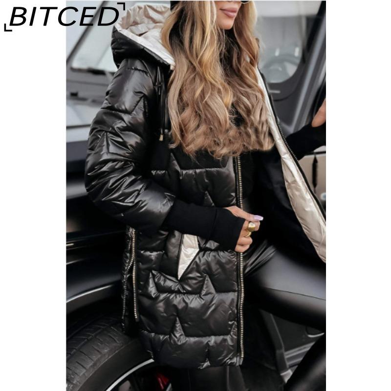 

BITCED Осінньо-зимова бавовняна куртка з капюшоном - Стиль середньої довжини M чорний