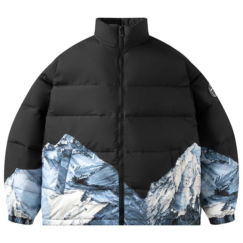 Men's winter trend down jacket couple new warm thickened stand-up collar bread jacket trendy brand versatile men's jacket