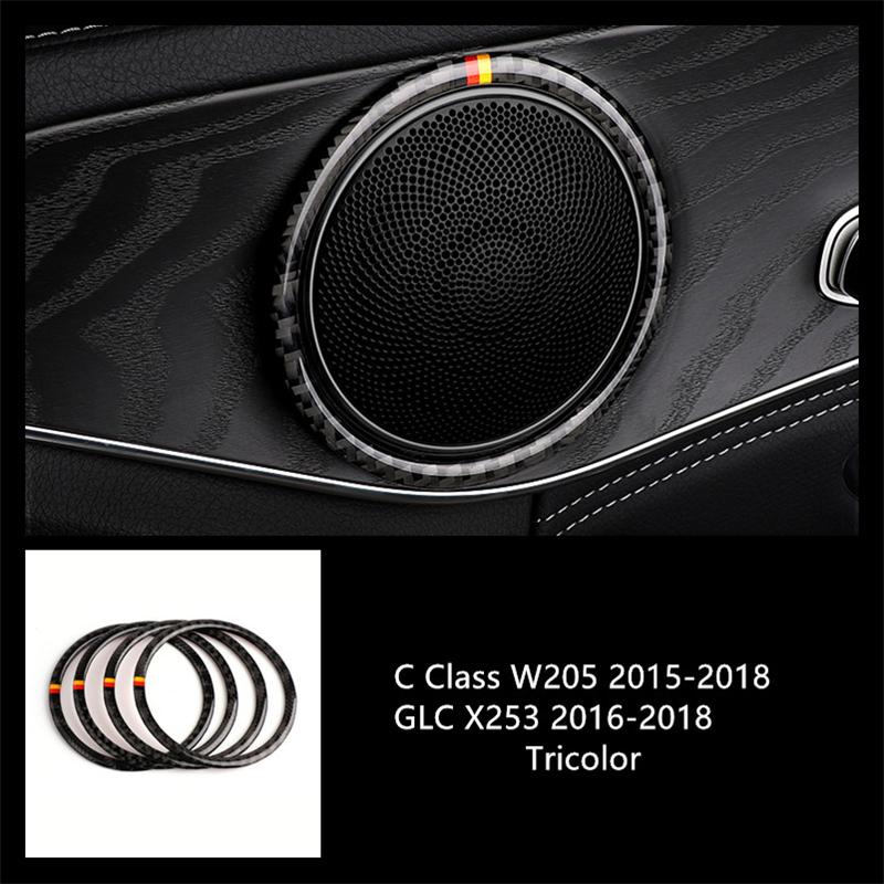 Carbon Fiber Front Door Panel Decoration Cover Trim 2Pcs For Mercedes Benz C Class W205 GLC X253 2015-2018 Car Accessories