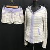 Gelato Pique Zip-Up Hoodie & Shorts Set Size F White Pink Purple Stripe Loungewear