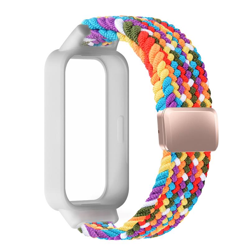 Pulseira Trançada+Capa de PC para Xiaomi mi band 9 8 active acessórios esportes magnético Pulseira de Nylon correa+Capa para Redmi band 3 2