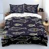 Set Copripiumino con Design di Pesci Colorati Fantasia Stampa Digitale Poliestere Biancheria da Letto con Chiusura a Zip Per Regali per Bambini