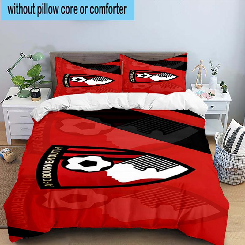 Set Biancheria da Letto Stampato con Stemma AFC Bournemouth 3 Pezzi Copripiumino Chiusura Include 1 Copripiumino e 2 Federe Set Biancheria da Letto Decorazioni per la Casa Regali