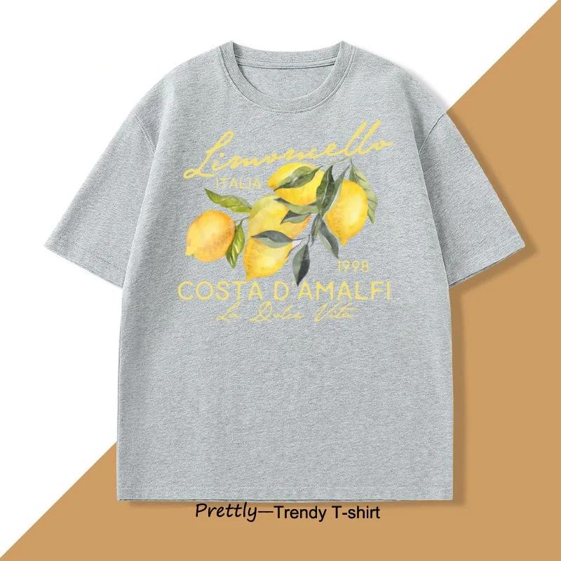 Retro Lemon Italy T-shirt Printed Short Sleeve T Shirt Women Casual Harajuku Streetwear Tee Tops Camiseta Women Summer Tees