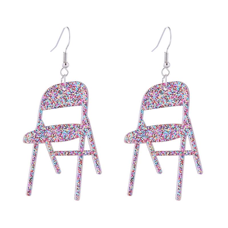 

Acrylic Chair Pendant Necklace Simple Glitter Chair Earring Unique Charm Necklace Funny Dangle Earrings Fashion Jewelry