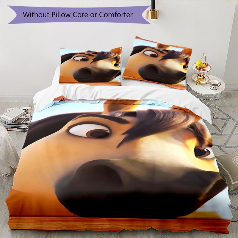 3pcs Spirit Stallion of the Cimarron Pattern Bedding Set Duvet Cover Set Includes Duvet Cover &pillowcases, Perfect All Season Bedroom Decoration & Gi