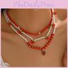 Strawberry Pearl Necklace Set With Handcrafted Faux Pearl Beads For Women Summer Fashion