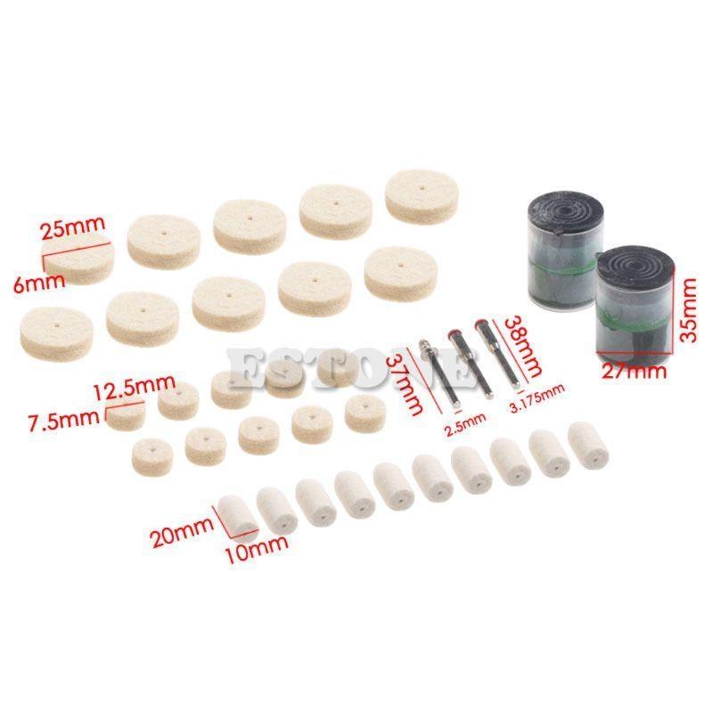 35Pcs Soft Felt Polishing Buffing Burr Wheel For Rotary Tools 1/8" top sale