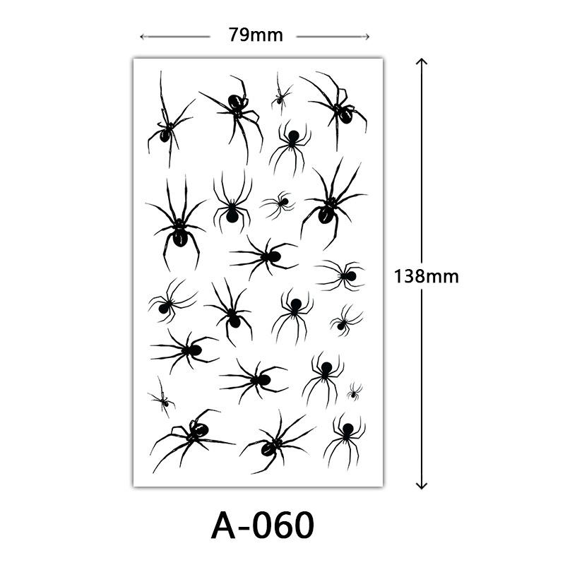Halloween Tattoo Sticker, Skull Reaper Sickle, Black Bat Tombstone Pumpkin Tattoo