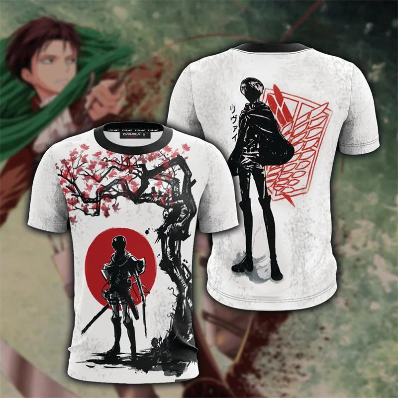 Anime "Attack on Titan" Levi Ackerman Graphic Men's T-shirts 3D Manga Printed T-shirts Summer Round Neck Casual Harajuku Fashion T-shirts