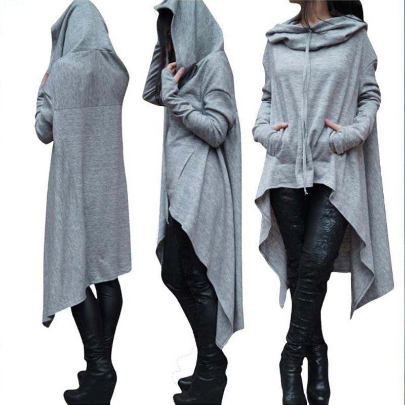 Plain Long Sleeve Hoodie Sweatshirt With Midlength Design For Women Winter