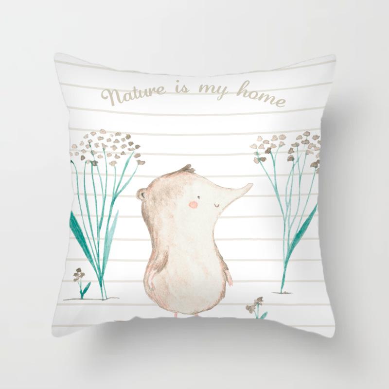 Niedlicher Vogel-Kissenbezug für Kinderzimmer, dekorativer Kissenbezug, Cartoon-Tier-Kissenbezug, Schildkröten-Druck, Sofakissenbezug