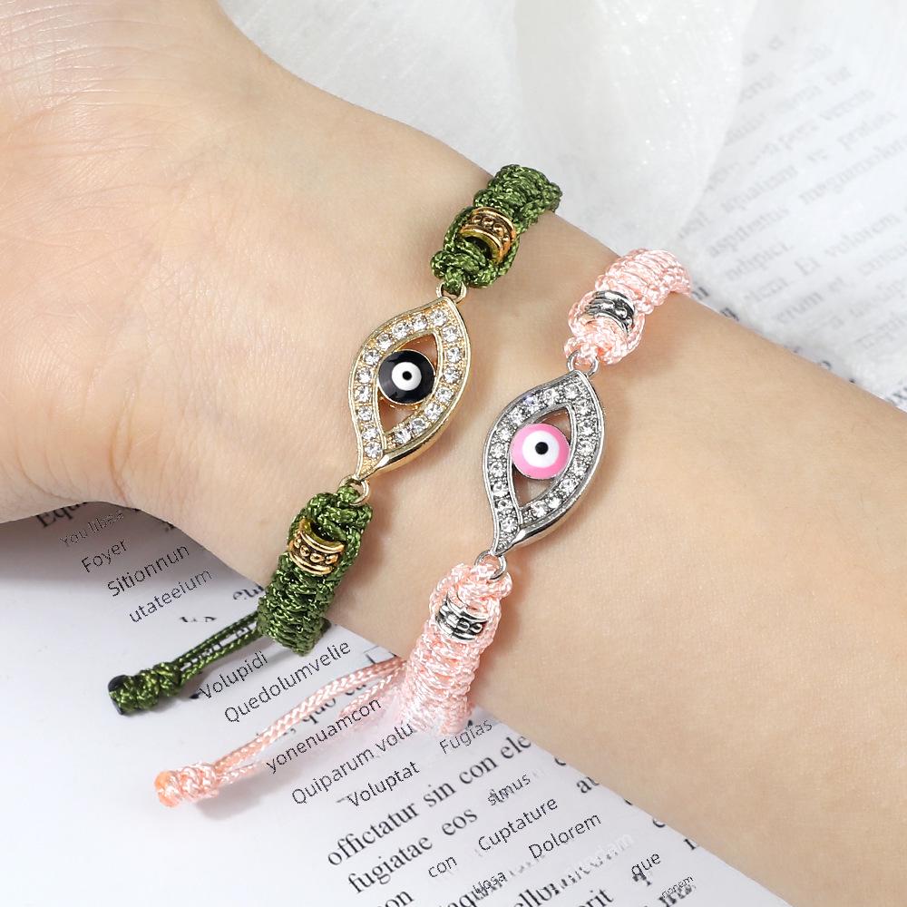 Cross-Border Alloy Bamboo Evil Eye Bracelet: Starry Eyed Woven Couple Bow Design