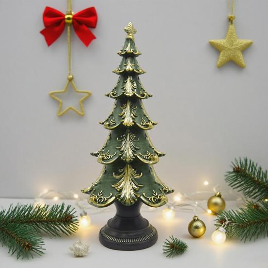 Yousheng Christmas Tree Tree Figurine Xmas Ornament Resin Snowy Tabletop Decor Elegant Holiday Centerpiece for for Home Living Room Bookshelf