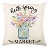 Seasons Throw Pillow Cover Spring Linen Flowers Truck Cushion Office Throw Pillow Cushion Throw Pillow Cushion