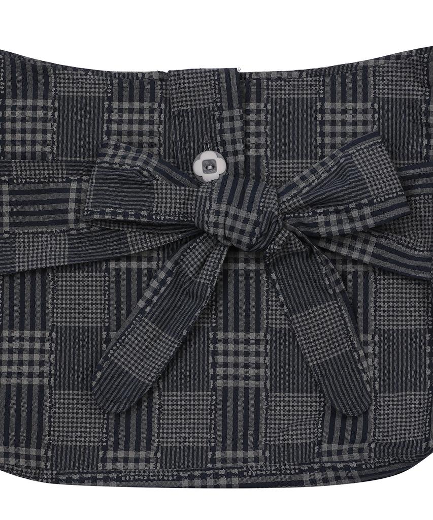 Bauf Tie-Up Check Crossbody Bag [Navy]