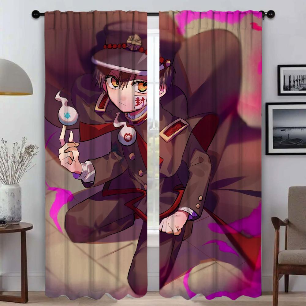 Hanako Kun Partition Kitchen Curtains for Camera Window Curtain for Room 2 Panel Home Interior Curtains Shades Living Blackout