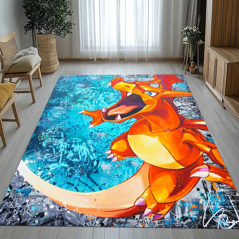 Charizard Charmander Pokemon Living Room Non-Slip Area Rug Soft Carpet for Bedroom Kids Playroom Sofa,Home Decor Doormat Gift