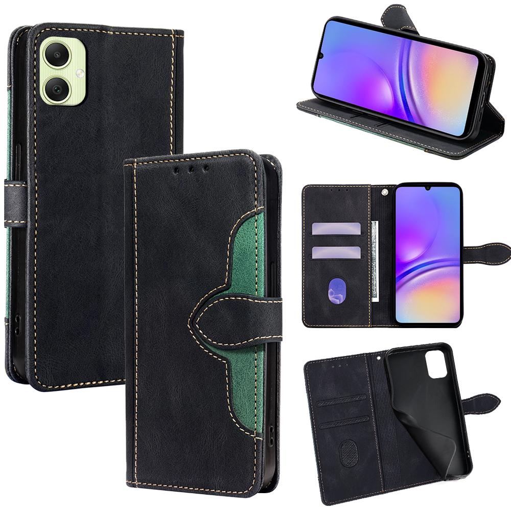 

For Samsung Galaxy A05 4G Case Leather Wallet Phone Cover with Straw Hat Magnetic Clasp Black