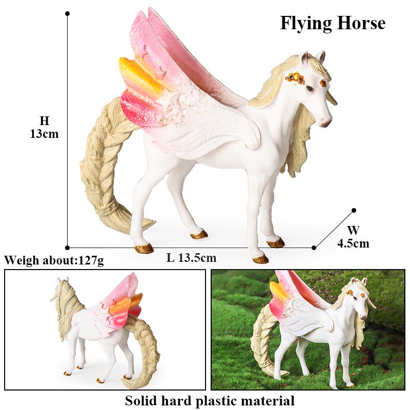 Oenux Mythical Rainbow Pegasus Simulation Animal Figures Model Fairy Tale Fly Horse Action PVC Educational Toys Girl Gift