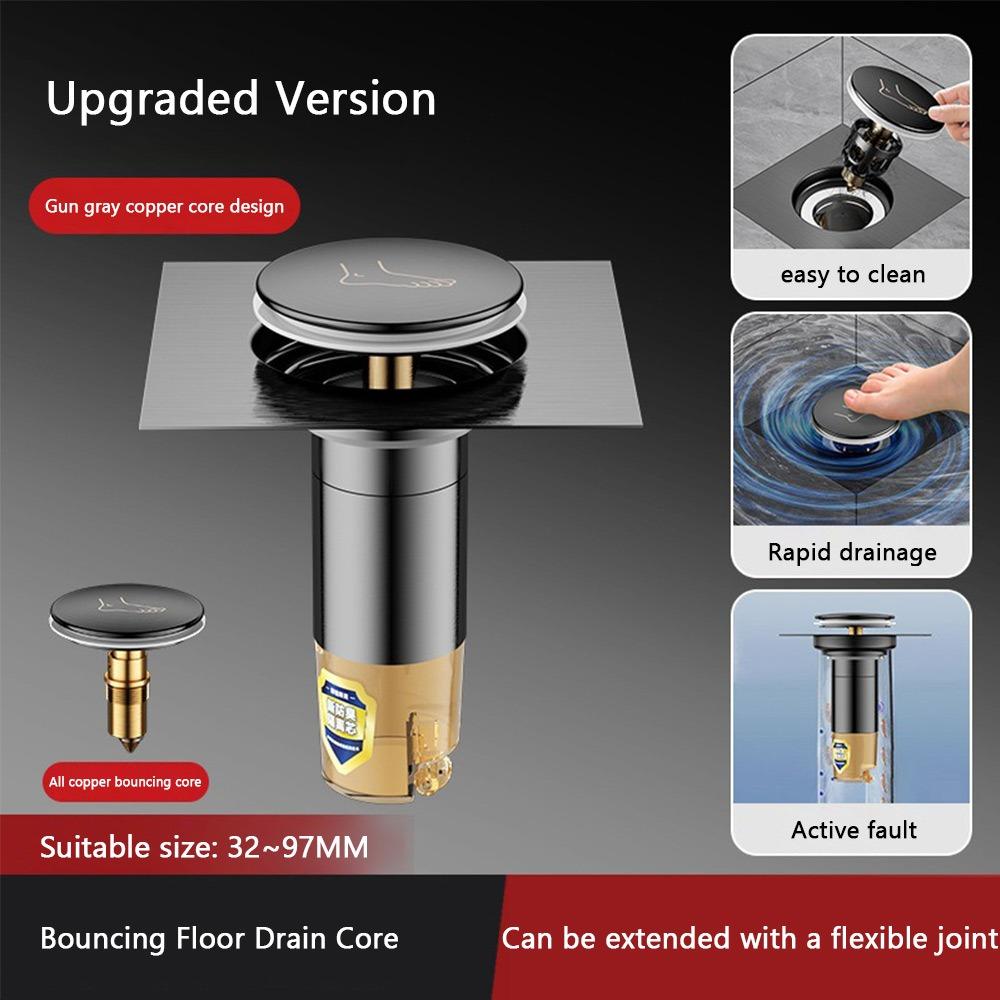 Stainless Steel Press-Type Floor Drain Pedal Type Pop Up Bounce Shower Foot Floor Drain Removable Anti-odor Sewer Floor Strainer