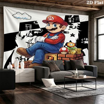 Arazzo da Parete Super Mario Appeso Estetico alla Parete Coperta in Tessuto Stampato Arazzi Decorativi per Camera da Letto Soggiorno Decorazione per la Casa