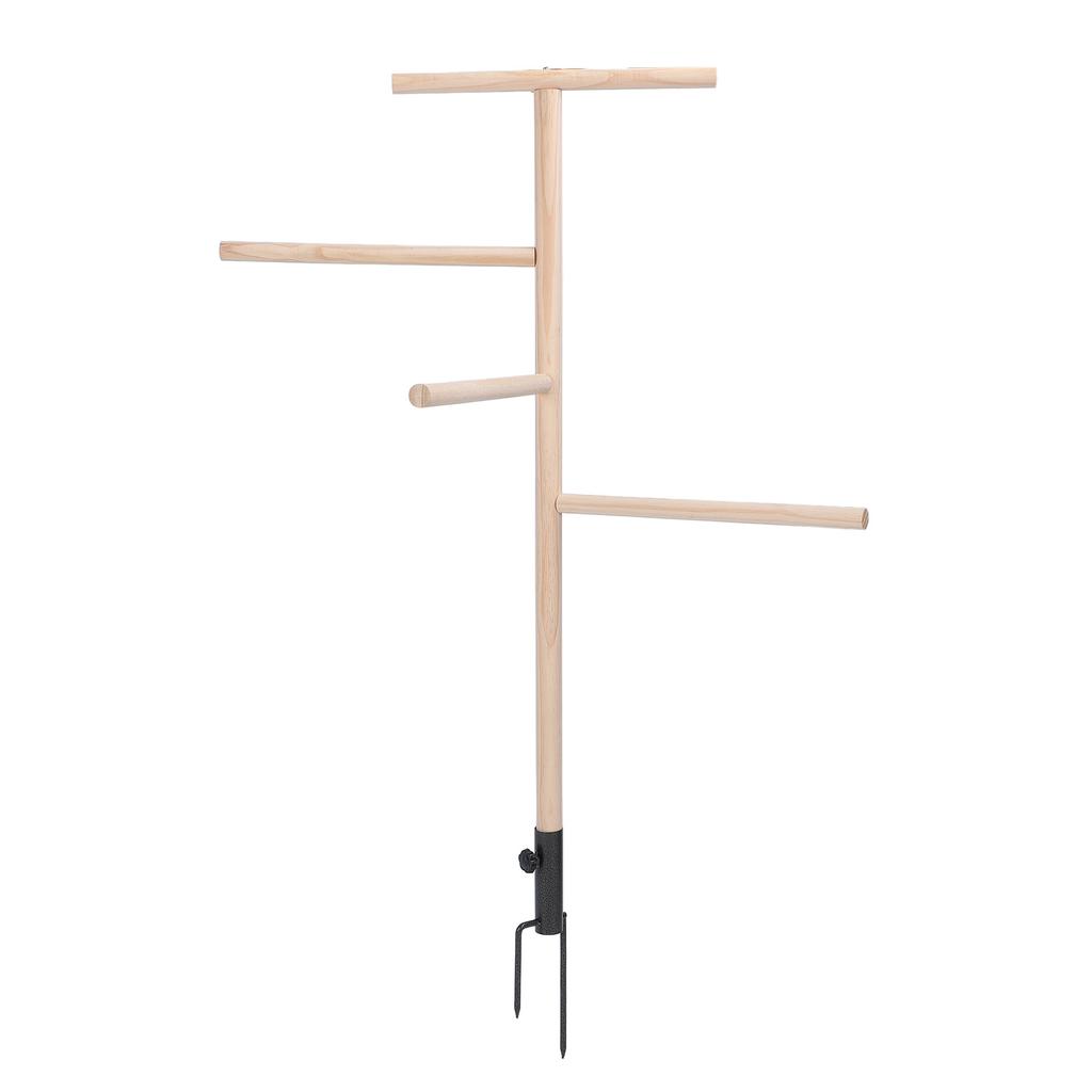 Chicken Perch Toy for Coop Wooden Chicken Roost Stand with Iron Ground Plug Chicken Coop