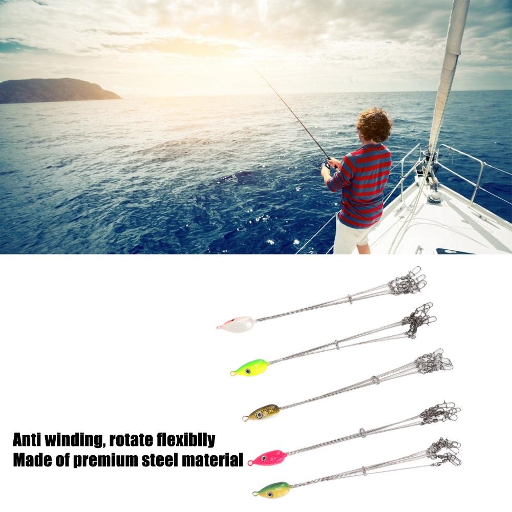 5PCS Stainless Steel Alabama Rig Fishing Lure with Swivel Snap 20.5cm Umbrella Rig 5 Arms Fishing Umbrella Bait Bass Fishing