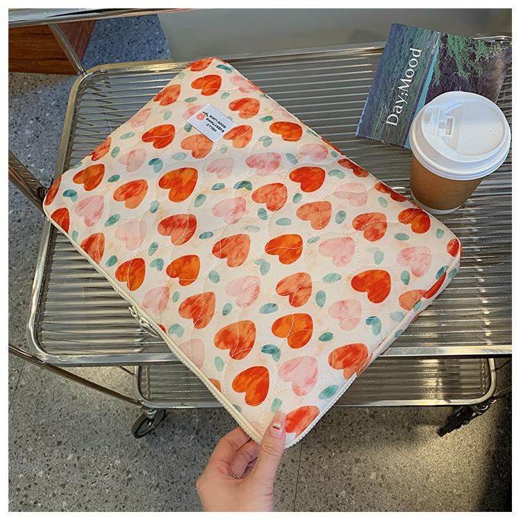 TS JYL laptop bag,Korean Heart Floral Sleeve 11 Inch iPad Pro 14 15 Inch Laptop Storage