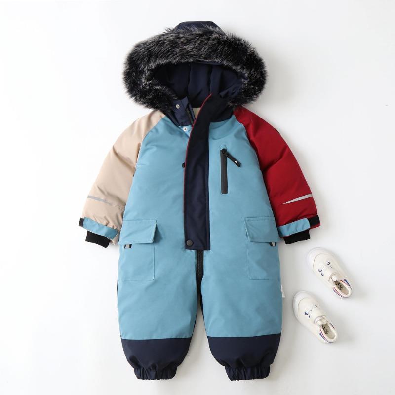 Snowsuit pro děti Batole Jednodílné Snowsuit Lyžařské kombinézy Dívčí a chlapci Vodotěsné kombinézy s kapucí Overaly Zimní Teplý Snowboard Kabát Venkovní bundy