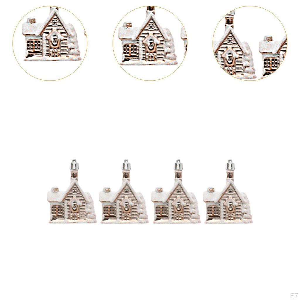 4 Pieces Christmas Tree Ornament Snow House Decoration DIY Cute Xmas Decor for Birthdays