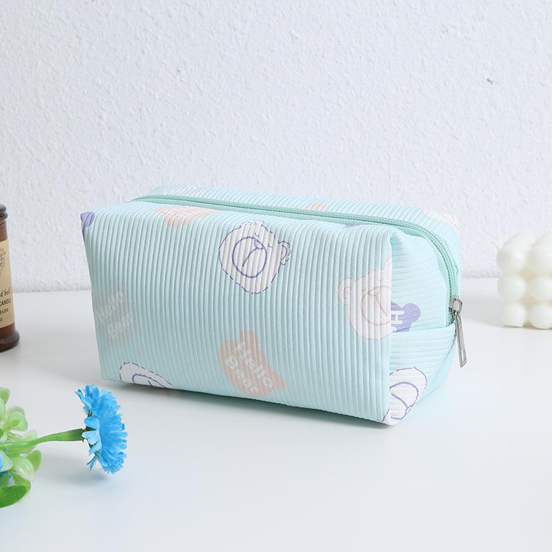 Cute Bear Printed Cosmetic Bag Women Large Capacity Travel Organizer Bags Toiletry Bag Zipper Pencil Case Stationery Pouch