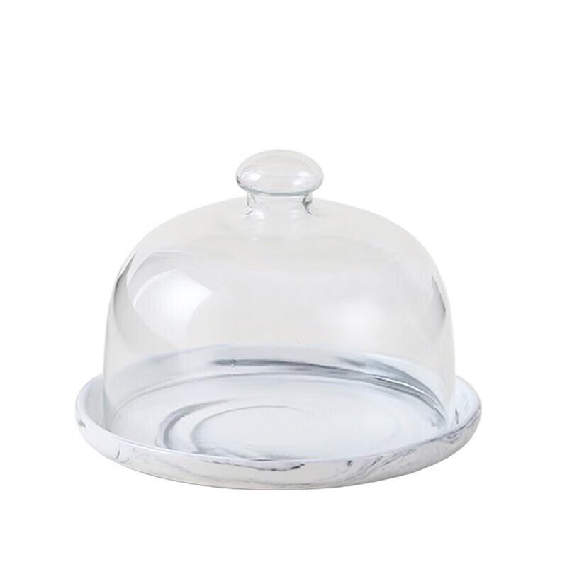 Homeglen 10-inch Gray Marble Cake Stand with Glass Dome
