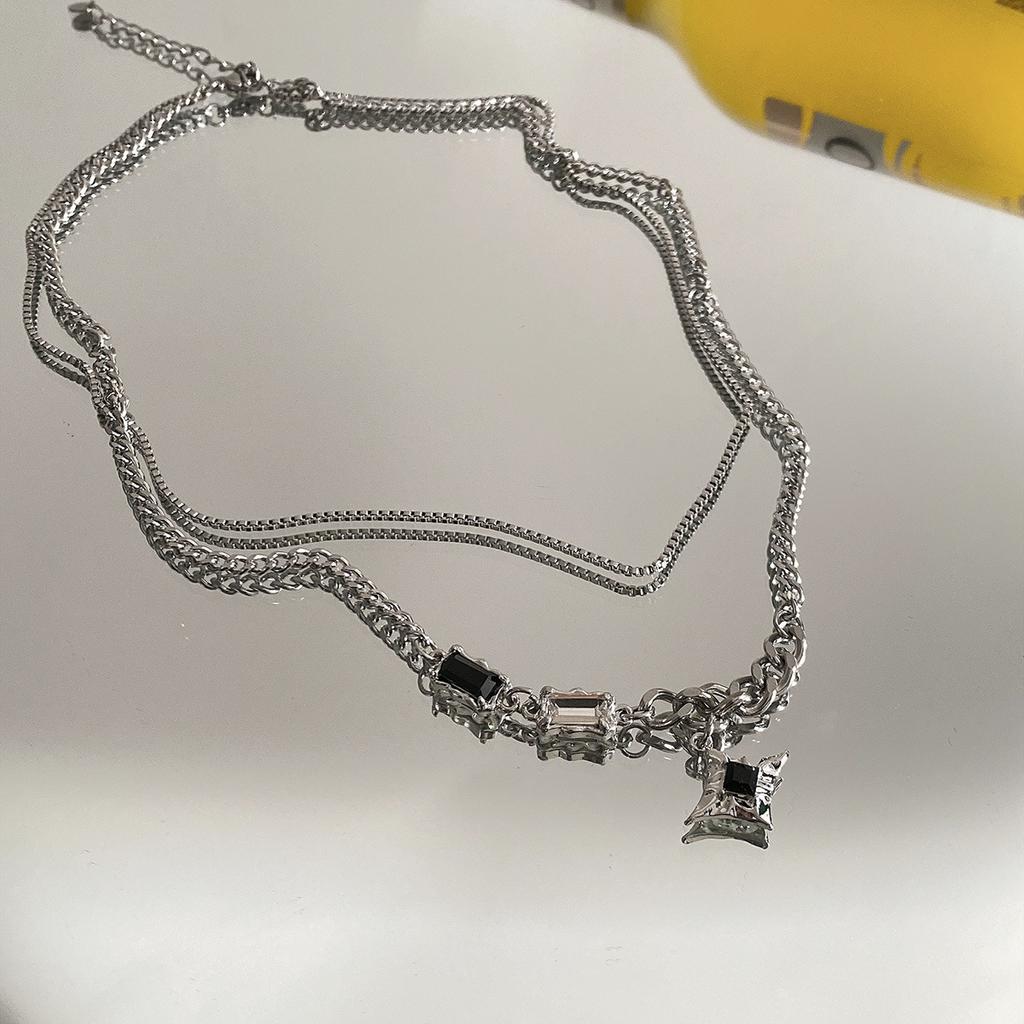 Design Black Zircon Galaxy Mangxing Necklace Women'S Light Luxury Hip Hop Sweet Cool Jewelry Tide Cool Accessories
