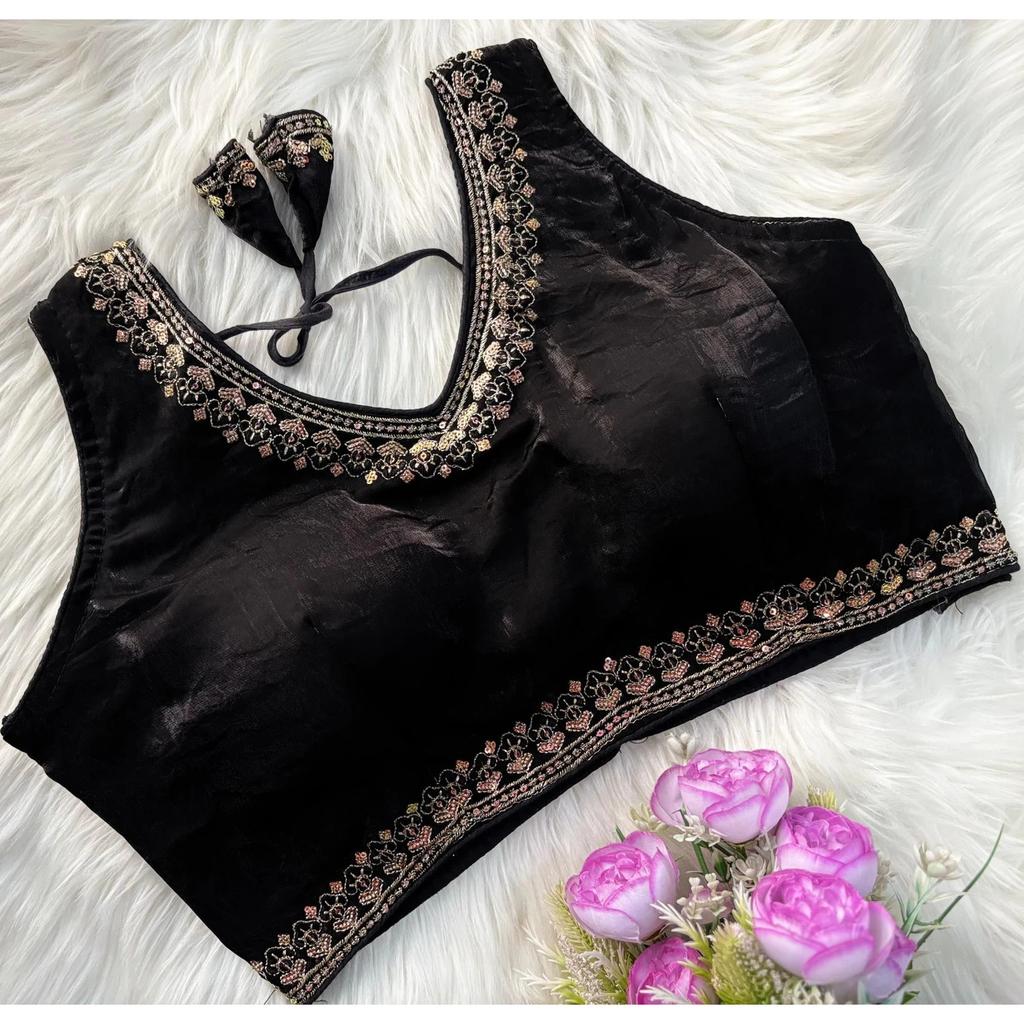 Blusa sin mangas de mezcla de seda para mujer Ropa de fiesta india Diseñador Étnico Choli