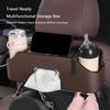 Car Backseat Organizers Backseat PU Leather Tissue Box With 2 Cup Holder Seat Organizer With Hook Multifunctional Car