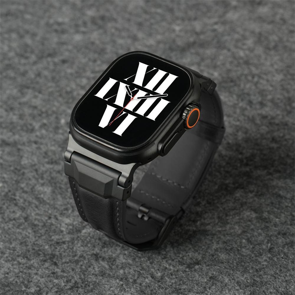 Ekte Lærreimer For Apple watch ultra 3 2 49mm 44mm 45mm 46mm NYtt Mekanisk Design-armbånd iWatch serie 11 10 9 8 7 6 5 SE