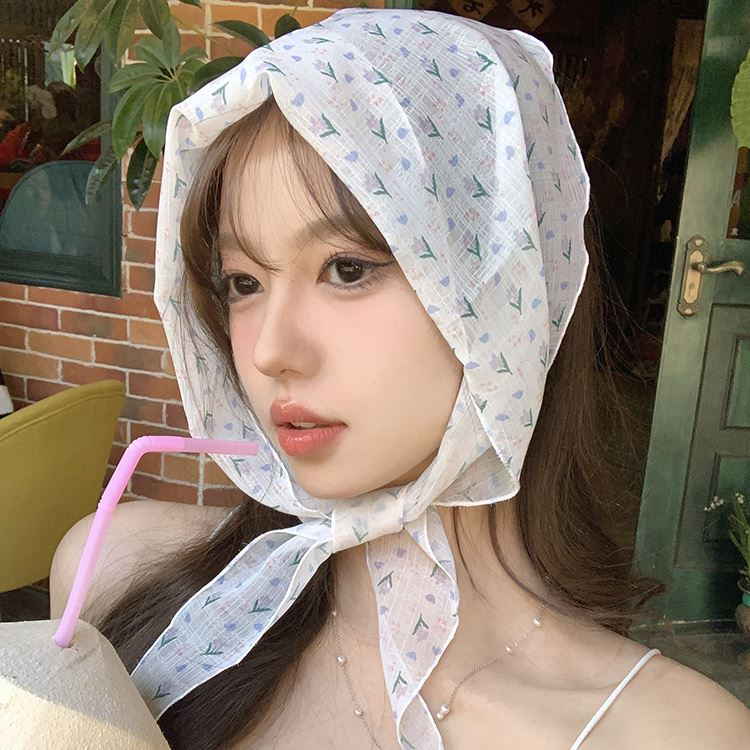 Korean Lace Vintage Triangular Scarf Solid Color Headscarf Trend Elegant Headwear for Women Girl Y2K Jewelry 2026 INS Bandana