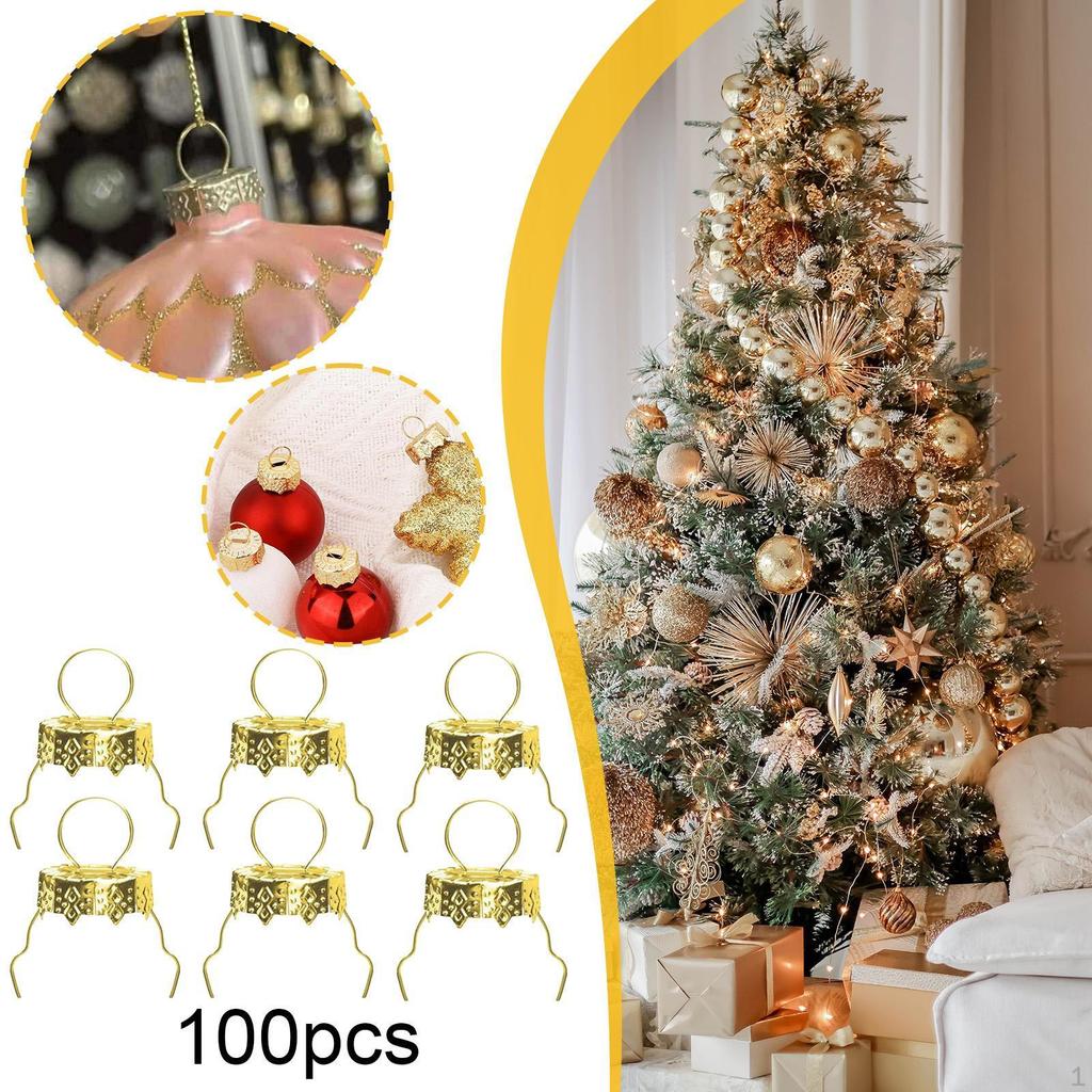 100 Stück Weihnachtskugel Gold Aufhänger für Feiertagspartys Innen Zuhause