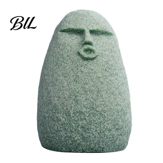 Garden Micro Landscape Decor Cute Stone Primitive Man Figurine Funny Stoneman Statue Carving Face Blue Sandstone Decoration for Home Fish Tank A