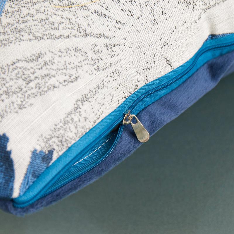 Same Style Jacquard High-precision Bedside Cushion Soft Package Geometric Leaf Square Cushion Leather Pillowcase Pastoral Style