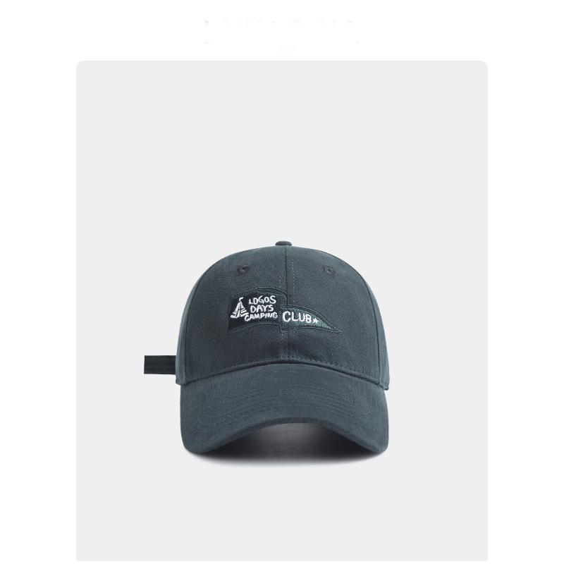 Retro letter embroidered baseball cap men's and women's big head circumference street versatile soft top cap sun protection curved brim hat